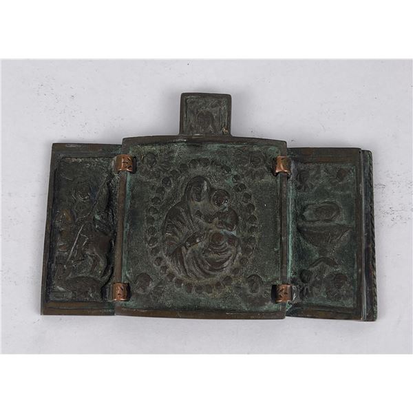 Very Old Bronze Pocket Reliquary Shine Plaque