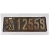 Image 1 : 1920 Montana License Plate