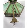 Image 16 : Antique Arts Crafts Slag Glass Ceiling Lamp Light