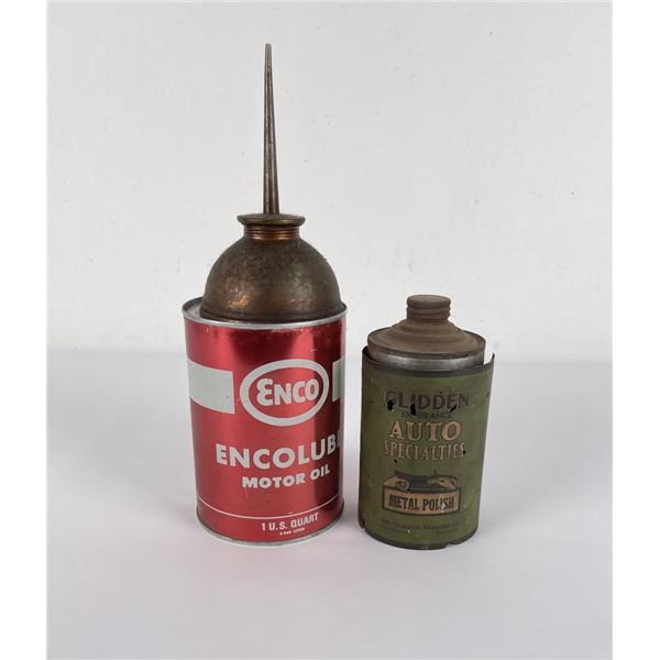 Set of Oil Cans Glidden Enco Encolube