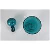 Image 9 : Blenko Glass Teal Crackle Decanter