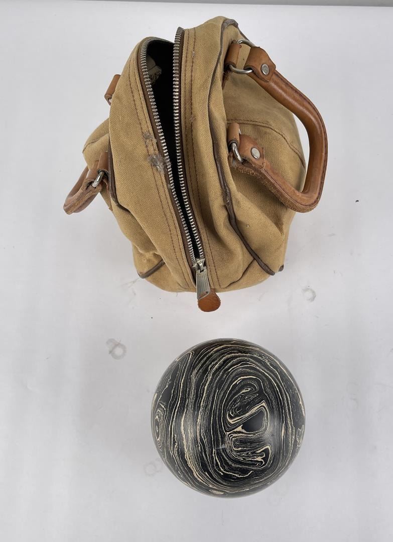Antique Brunswick Duckpin Bowling Ball in Bag