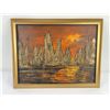 Image 1 : Mid Century Hong Kong China Oil on Canvas Painting