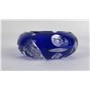 Image 1 : Cobalt Blue Cut To Clear Glass Ashtray Bohemian