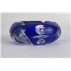 Image 2 : Cobalt Blue Cut To Clear Glass Ashtray Bohemian