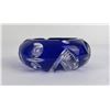 Image 3 : Cobalt Blue Cut To Clear Glass Ashtray Bohemian