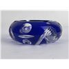 Image 4 : Cobalt Blue Cut To Clear Glass Ashtray Bohemian