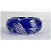 Image 5 : Cobalt Blue Cut To Clear Glass Ashtray Bohemian