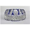 Cobalt Blue Cut To Clear Glass Ashtray Bohemian
