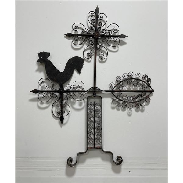 American Folk Art Iron Rooster Weathervane