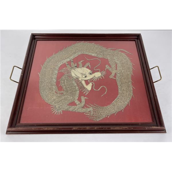 Antique Chinese Silk Dragon Embroidery Panel