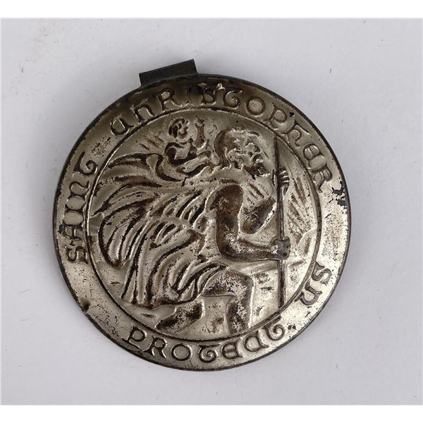 Antique St Christopher Medal Motorcycle Clip