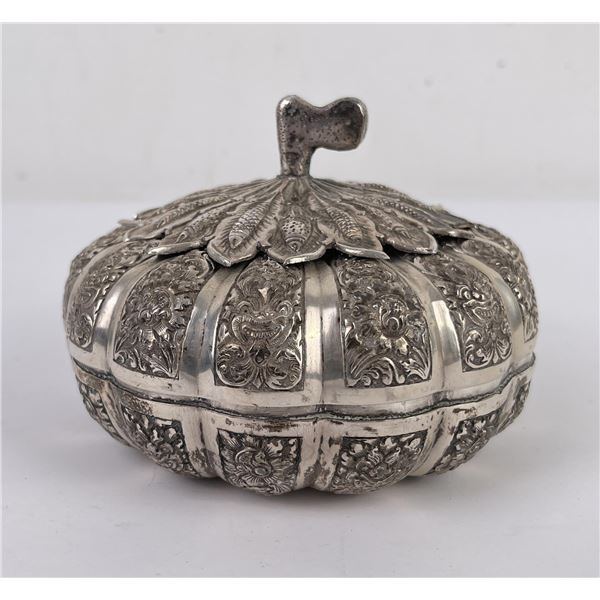 Cambodian Sterling 900 Silver Pumpkin Dish