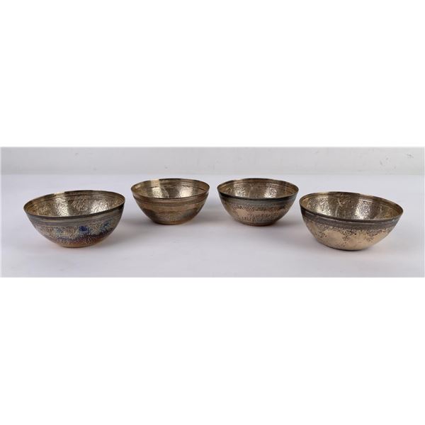 Set of 4 Egyptian Sterling Silver Bowls
