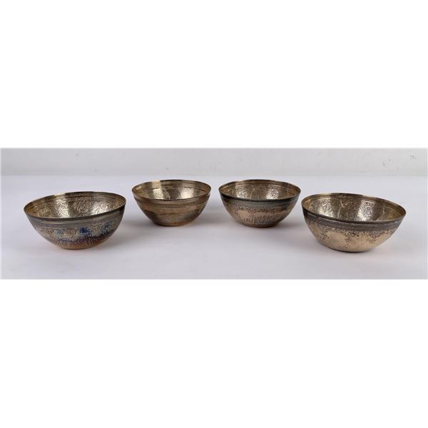 Set of 4 Egyptian Sterling Silver Bowls