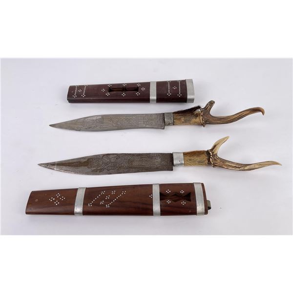 Pair of Antique Cambodian Horn Handle Knives