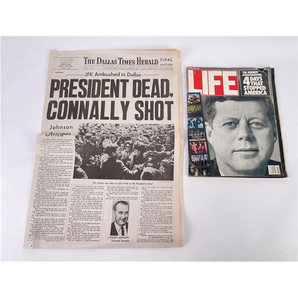 JFK Newspaper and Time Magazine