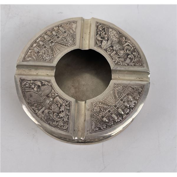 Antique Cambodian Sterling 900 Silver Ashtray