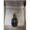 Image 1 : Beautiful New 10K Gold Necklace with 3 Carat Mystic Topaz Pendant & Chain w Gift Box Perfect for