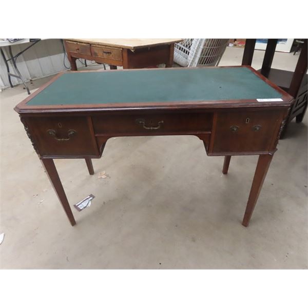 Desk w Leather Inlay - Nice Size 30" x 44" x 21"