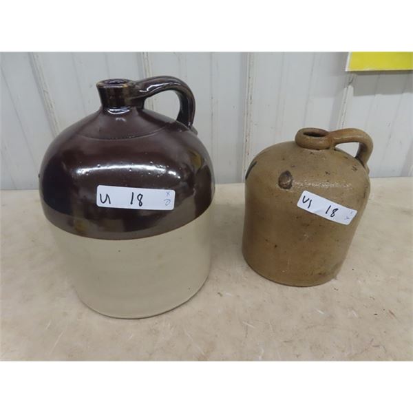 2 Beehive Crockery Jugs 1) 2 Gal 1) Salt Glazed 1 Gal