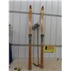 Image 1 : Set of Old Wood Skis w Poles 78" Long