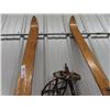 Image 2 : Set of Old Wood Skis w Poles 78" Long