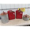 Image 1 : 4 Metal Gas Cans & 2 USA Military Cans