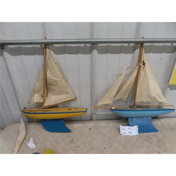 2 Wooden Sail Boats,  Star Yacht  Made in England 20  x 22 