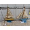 Image 1 : 2 Wooden Sail Boats, "Star Yacht" Made in England 20" x 22"