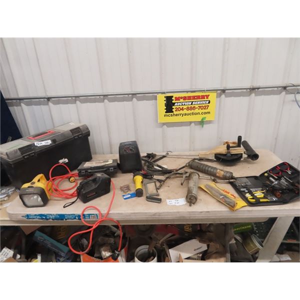 Elec Heater , Grease Guns, Various Tools & Fishing Reel