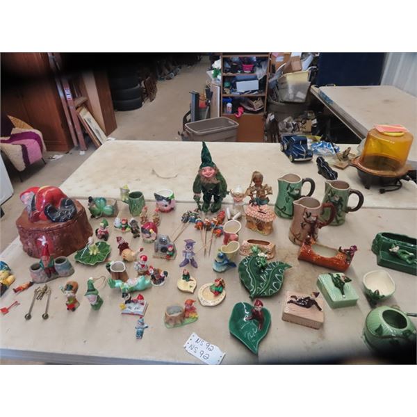 Qty of Pixie Ornaments, Jugs, Cookie Jar Plus