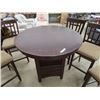 Image 2 : Pub Style High Rd Table w Leaf - 36" x 42" - Leaf is 18" & 6 Chairs