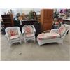 Image 1 : 3 Pc Wicker Chaise & 2 Chairs