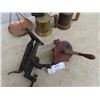 Image 2 : 2 Blow Torches, 1) Labelled Coleman, Saw Vice GRinder & Hanging Scale