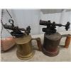 Image 3 : 2 Blow Torches, 1) Labelled Coleman, Saw Vice GRinder & Hanging Scale