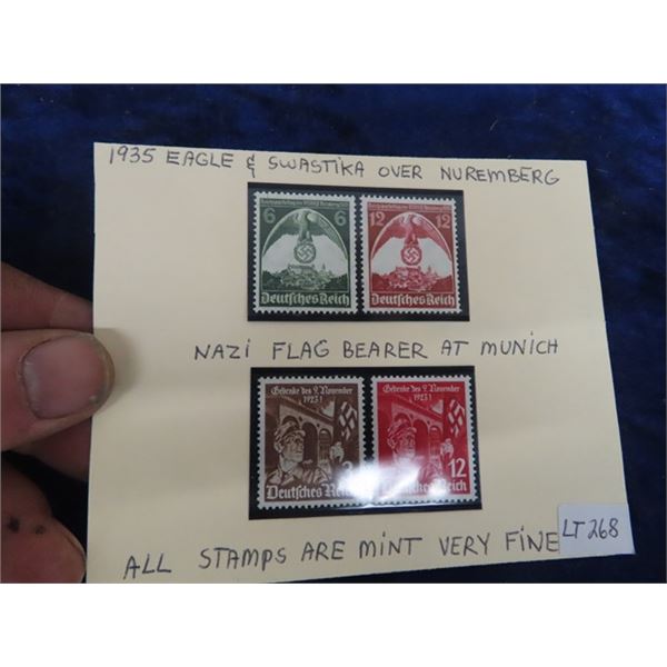 1935 Eagle Swastika Over Nuremberg & Nazi Flag Bearer Munich Mint - VF