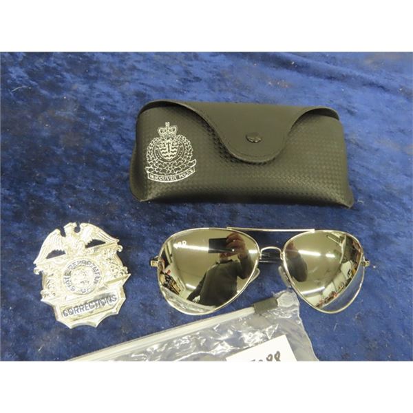 Vancouver Police Aviator Sunglasses & Case - Dept of State Correction Badge