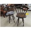 Image 1 : 2 Swivel Wood & Metal Bar Stools 40" High