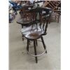 Image 2 : 2 Swivel Wood & Metal Bar Stools 40" High