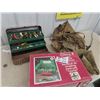 Image 1 : Metal Tackle Box w Tackle, 2 Canvas Bags, & Coleman Stove