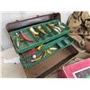 Image 2 : Metal Tackle Box w Tackle, 2 Canvas Bags, & Coleman Stove