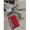 Image 2 : Air Drill & 1/4" Ratchet, Chisels, 1/4" & 3/8" Socket Set, & Various Tools