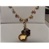 Image 2 : New Beautiful 10KT Gold Necklace w Gold Hearts & Misc Gemstones- Beautiful Gift Idea