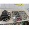 Image 1 : 2 Metal Organizers full , Clevis, Chain, Battery Ends, Pad Locks, Castors Plus!