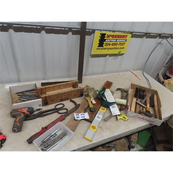 Hammers, Nail Puller, Square, Levels, Drill Bits, Plus More!