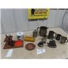 Image 1 : Pipe Stand  w 3 Pipes, Tobacco Tins, Ashtray, Pitcher & Mugs & Ornaments