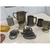 Image 2 : Pipe Stand  w 3 Pipes, Tobacco Tins, Ashtray, Pitcher & Mugs & Ornaments
