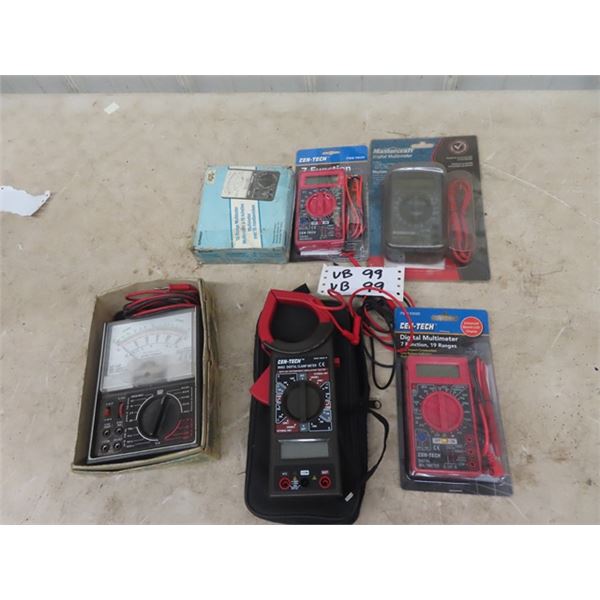 6 Various Testers- Ohms, Multimeter, & Clamp Meter