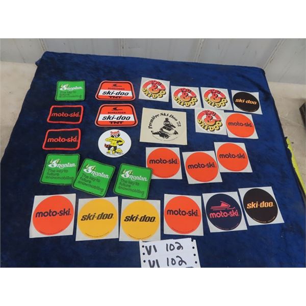 Approx 25 Vintage Patches & Stickers Ski Doo, Motor Ski & Snowplane